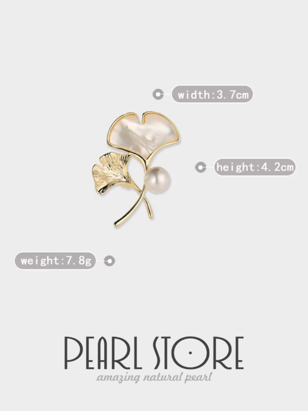Перламутровая брошь Pearl Ginkgo