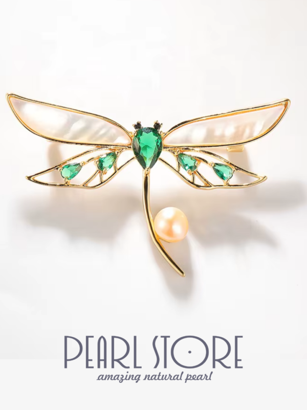 Брошь Pearl Dragonfly с розовой жемчужиной