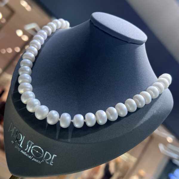 Ожерелье White Charming из белого натурального жемчуга формы Button золото Vermeil
