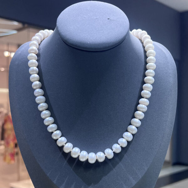 Ожерелье White Charming из белого натурального жемчуга формы Button золото Vermeil