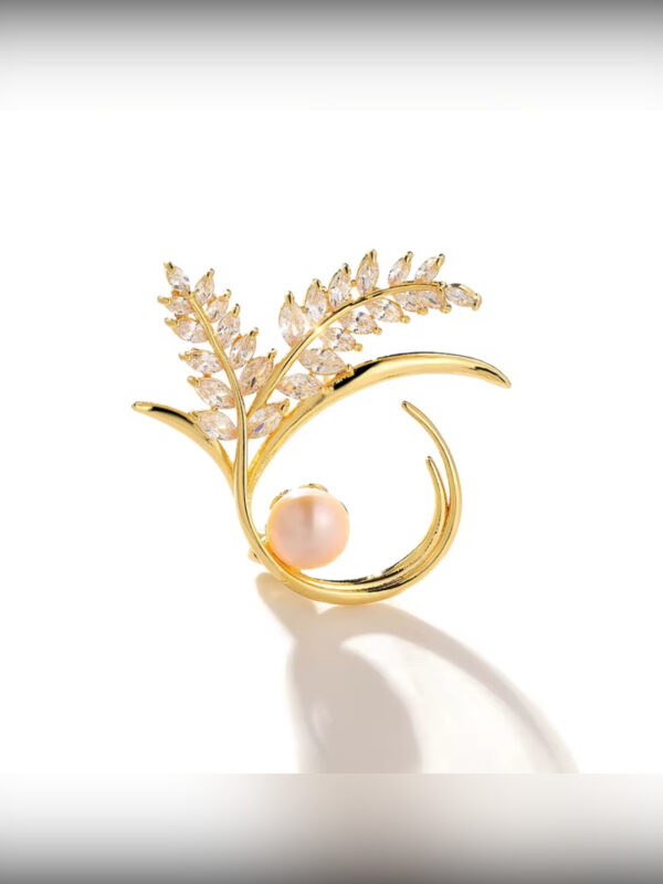 Брошь Pearl Laurel с розовой жемчужиной