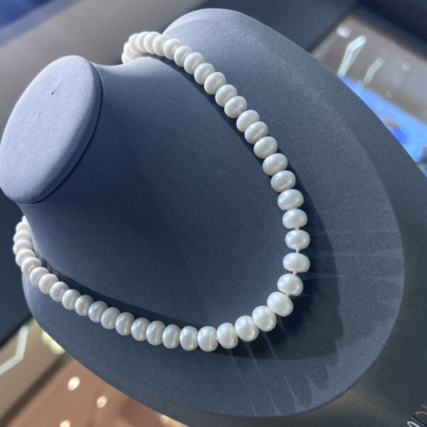 Ожерелье White Charming из белого натурального жемчуга формы Button золото Vermeil