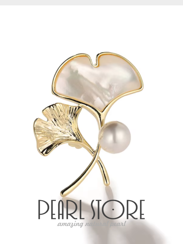Перламутровая брошь Pearl Ginkgo