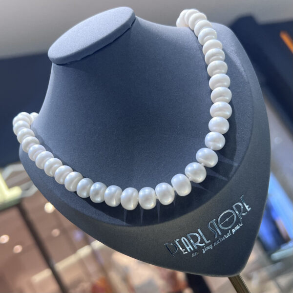Ожерелье White Charming из белого натурального жемчуга формы Button золото Vermeil