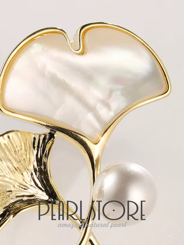 Перламутровая брошь Pearl Ginkgo