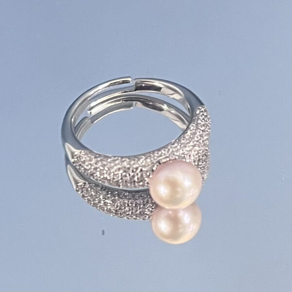 Кольцо Diamond Pearl с алмазной россыпью и лавандовым жемчугом