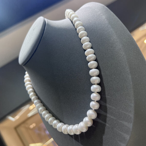 Ожерелье White Charming из белого натурального жемчуга формы Button золото Vermeil
