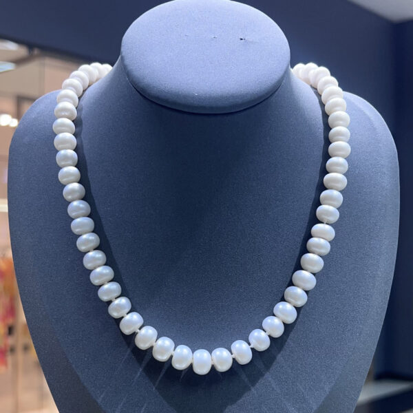 Ожерелье White Charming из белого натурального жемчуга формы Button золото Vermeil