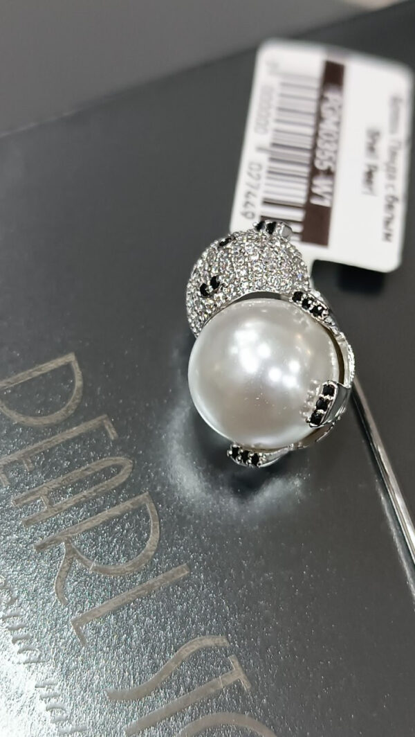 Брошь Панда с белым Shell Pearl