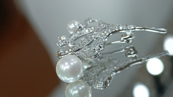 Брошь Snow branch с белым Shell Pearl