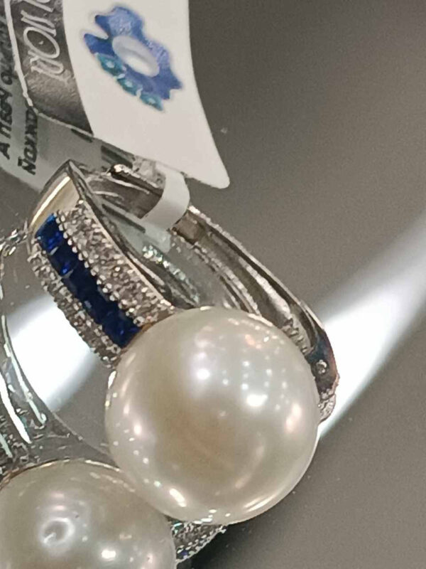 Коктейльное кольцо Pearl Arch с сапфировой дорожкой