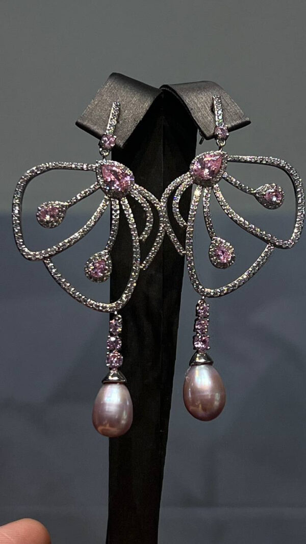 Серьги Pink Butterfly с лавандовыми жемчужинами