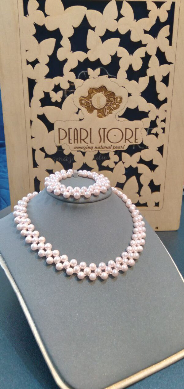 Комплект Ethereal - ожерелье и браслет с розовым Shell pearl