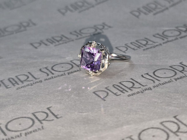 Гарнитур Pearl amethyst - колье, пуссеты и кольцо
