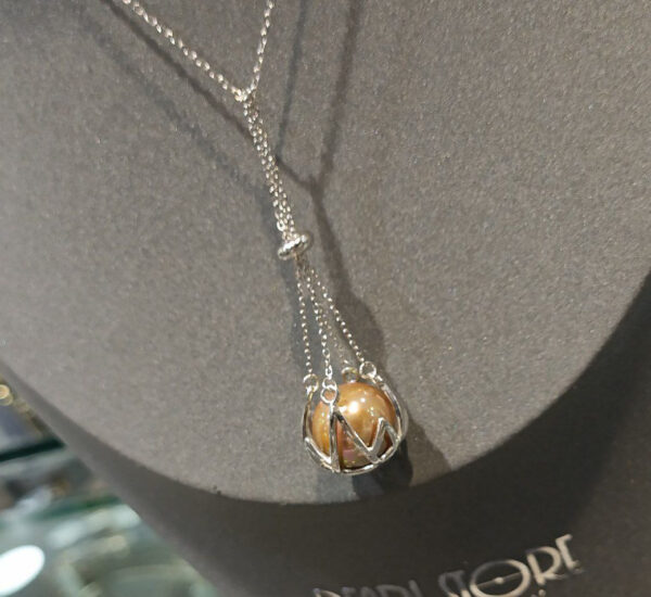 Подвеска Лотос Рассвета со съемной Champagne Gold жемчужиной Shell Pearl 12мм