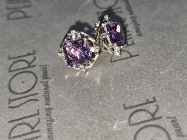 Гарнитур Pearl amethyst - колье, пуссеты и кольцо