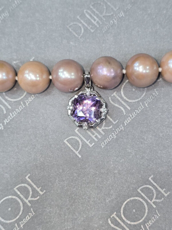 Гарнитур Pearl amethyst - колье, пуссеты и кольцо